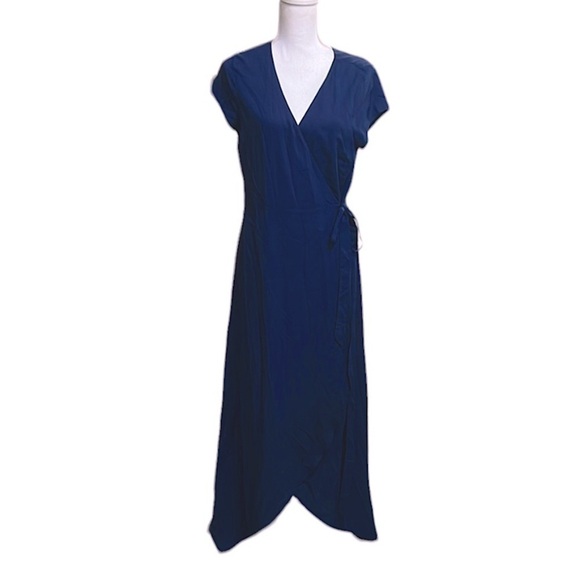 L*Space Blue Dress Wrap Goa Maxi In Midnight Blue V neck Side Tie Size Large - Picture 3 of 7